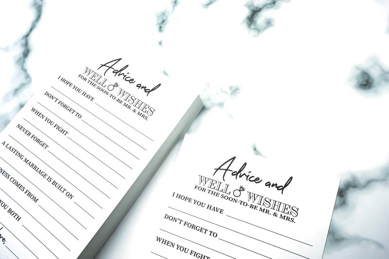 RXBC2011 Wedding advice and well wishes Cards for the soon to be Mr and Mrs Bride and Groom Newlyweds Bridal Shower Games Note Marriage Advice Pack of 50 - Image 3